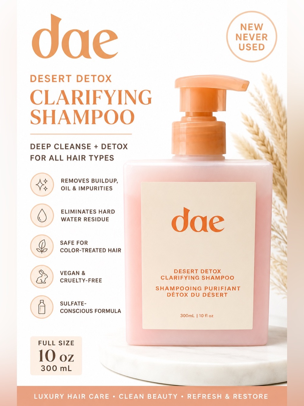 DAE Desert Detox Clarifying Shampoo 10 oz | Never Used | Deep Clean | Color Safe - Picture 1 of 7